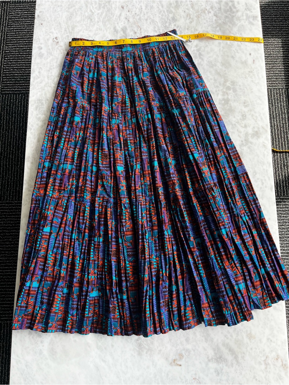 Rare Jila Boulder CO Pleated Maxi Skirt southwest 90’s cotton novelty print